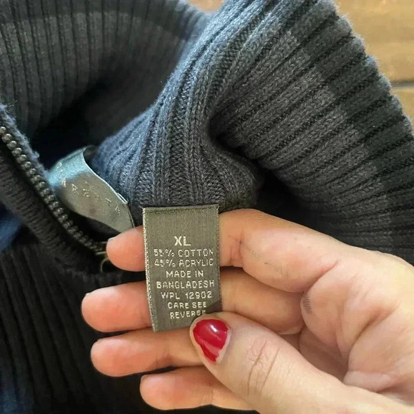 Oscar de la Renta Men’s Quarter Zip Pullover Knit Sweater Navy Sz XL Long Sleeve - Picture 4 of 4